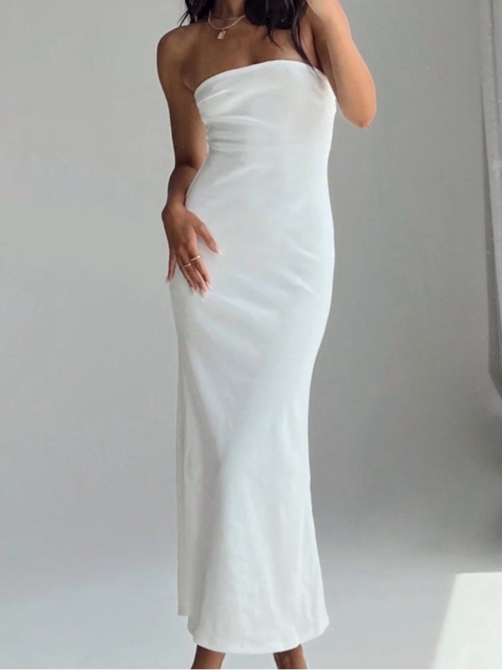 Princess Polly Carter Maxi Dress White Strapless Ribbed Maxi US 6 NWT